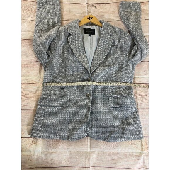 Banana Republic Women's Grey Textured Pop C Basket Weave Blazer - 12 - Picture 9 of 12